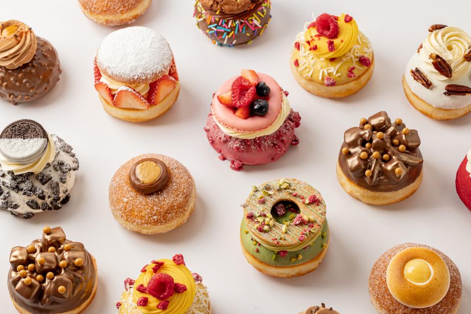 Array of bright desserts