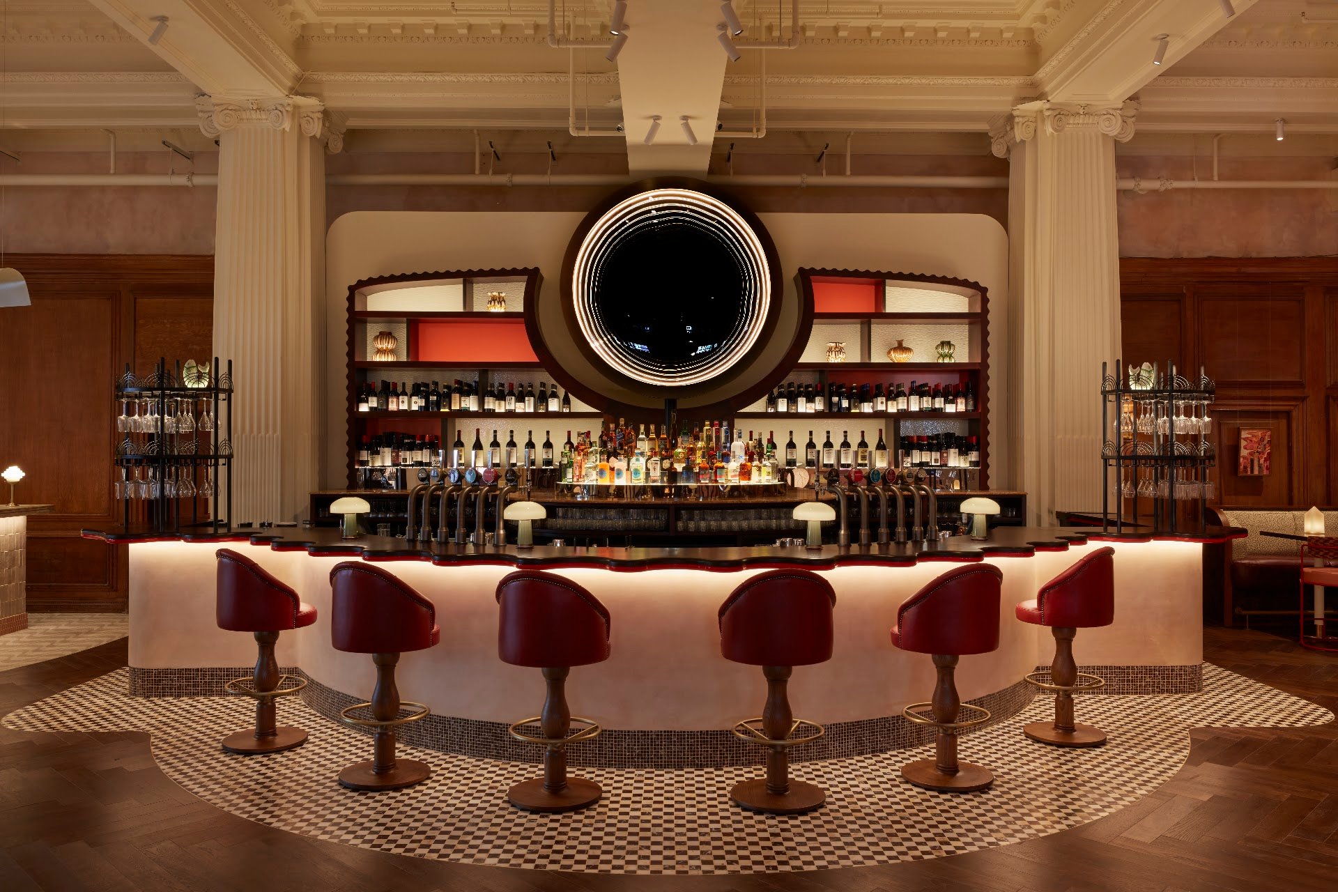 The bar at Juno, Olympia London