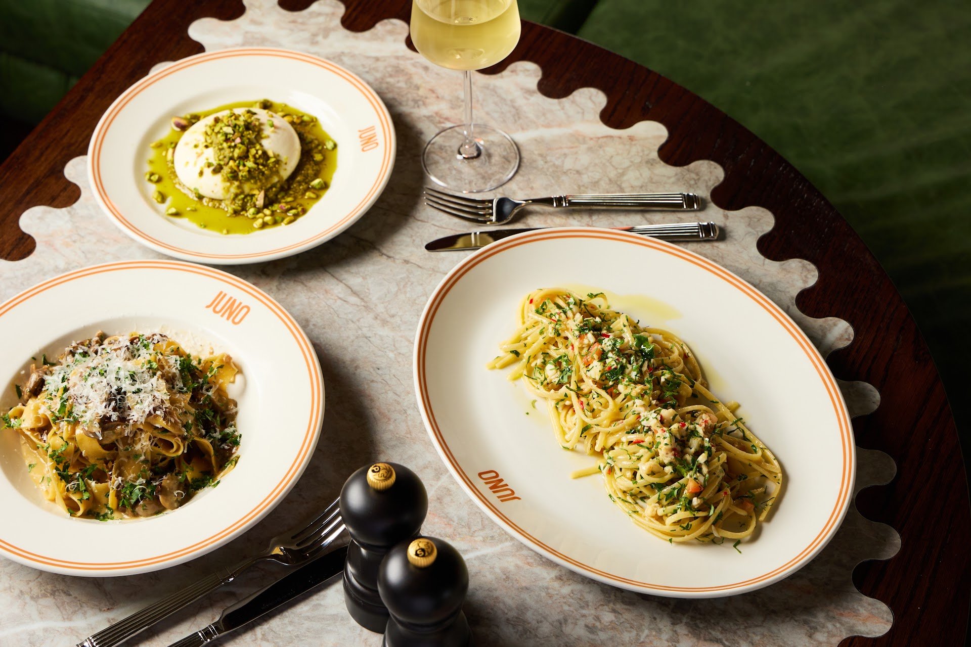 Pasta dishes at Juno