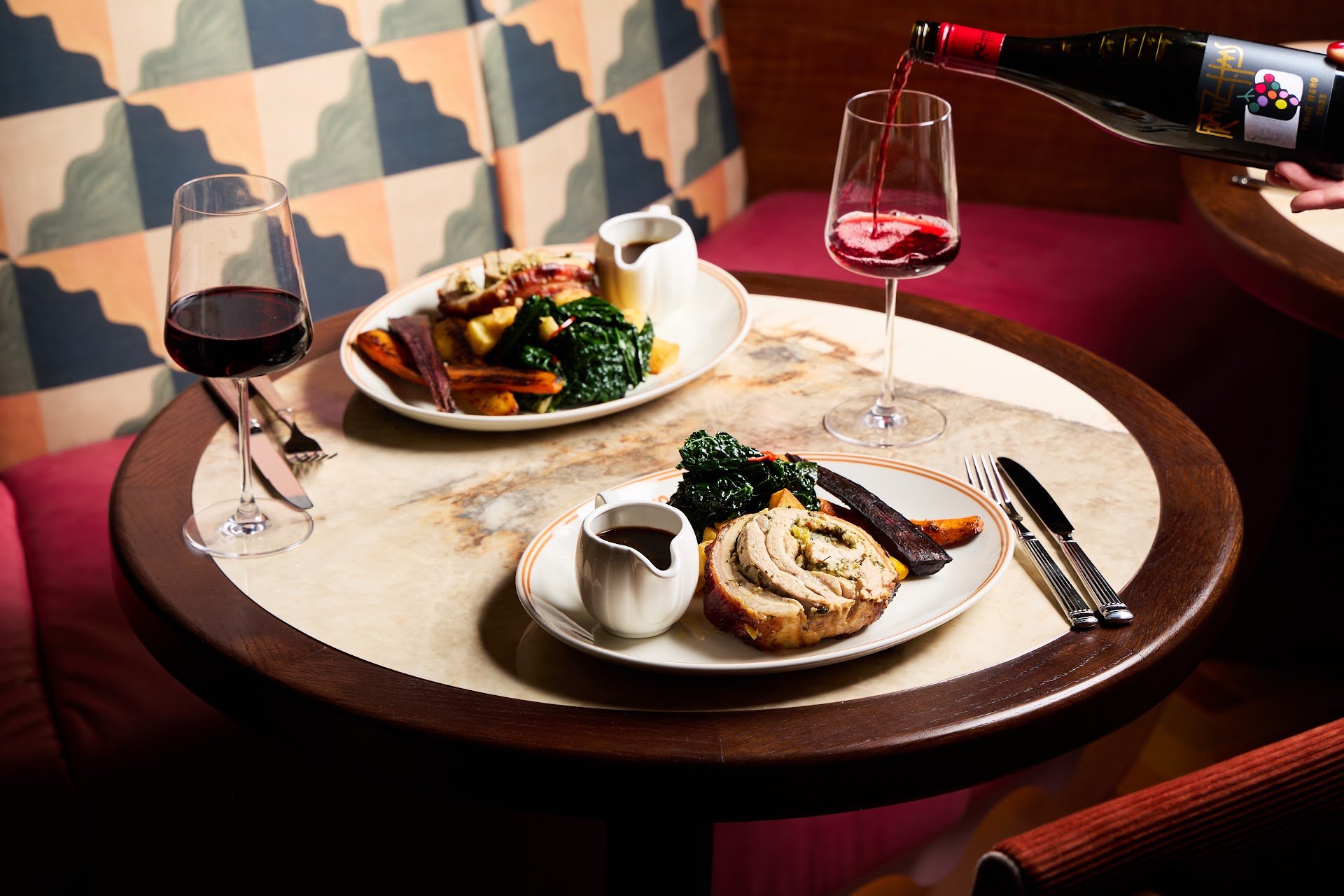 A table set for dinner at Juno